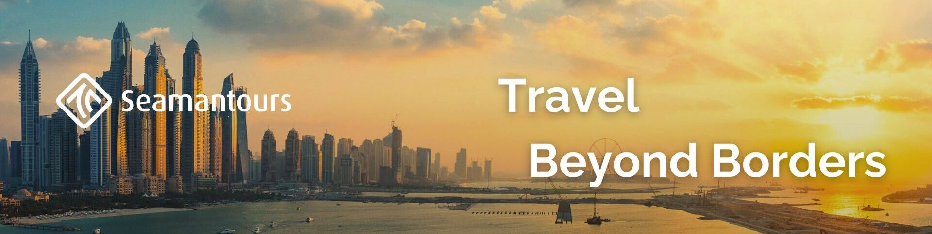 Panoramic Dubai skyline at sunrise representing global travel and international tourism services