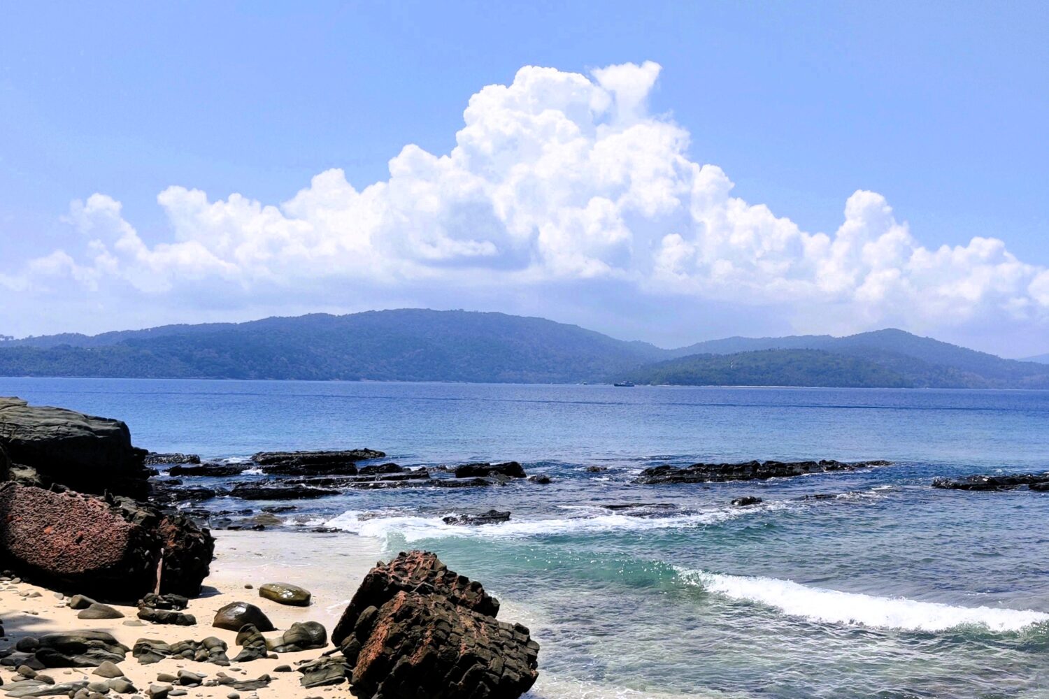 Rocky beach and scenic coastline in the Andaman Islands