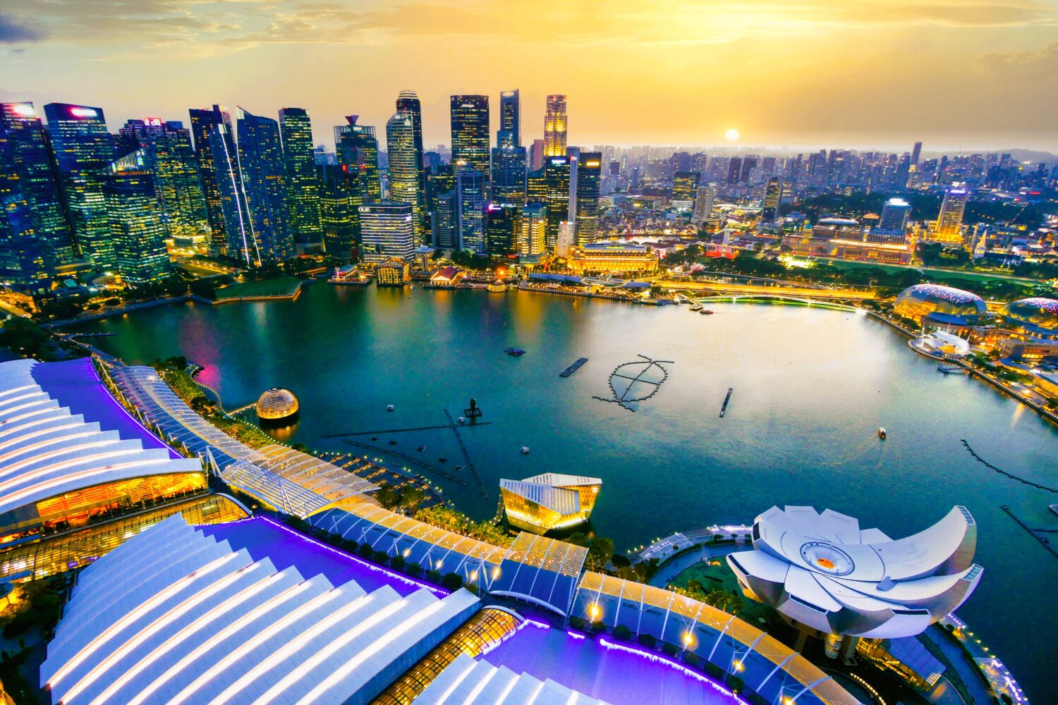Singapore's cityscape during sunset featured in Singapore tour package