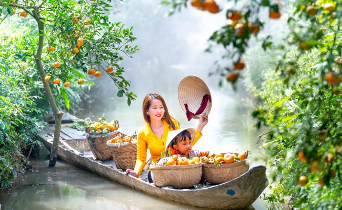 Family enjoying a Vietnam holiday with children